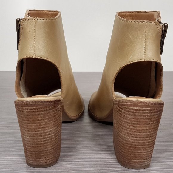 Steve Madden Terraa Natural Leather Peep-Toe Booties Natural Womens Size 6 - Picture 4 of 7